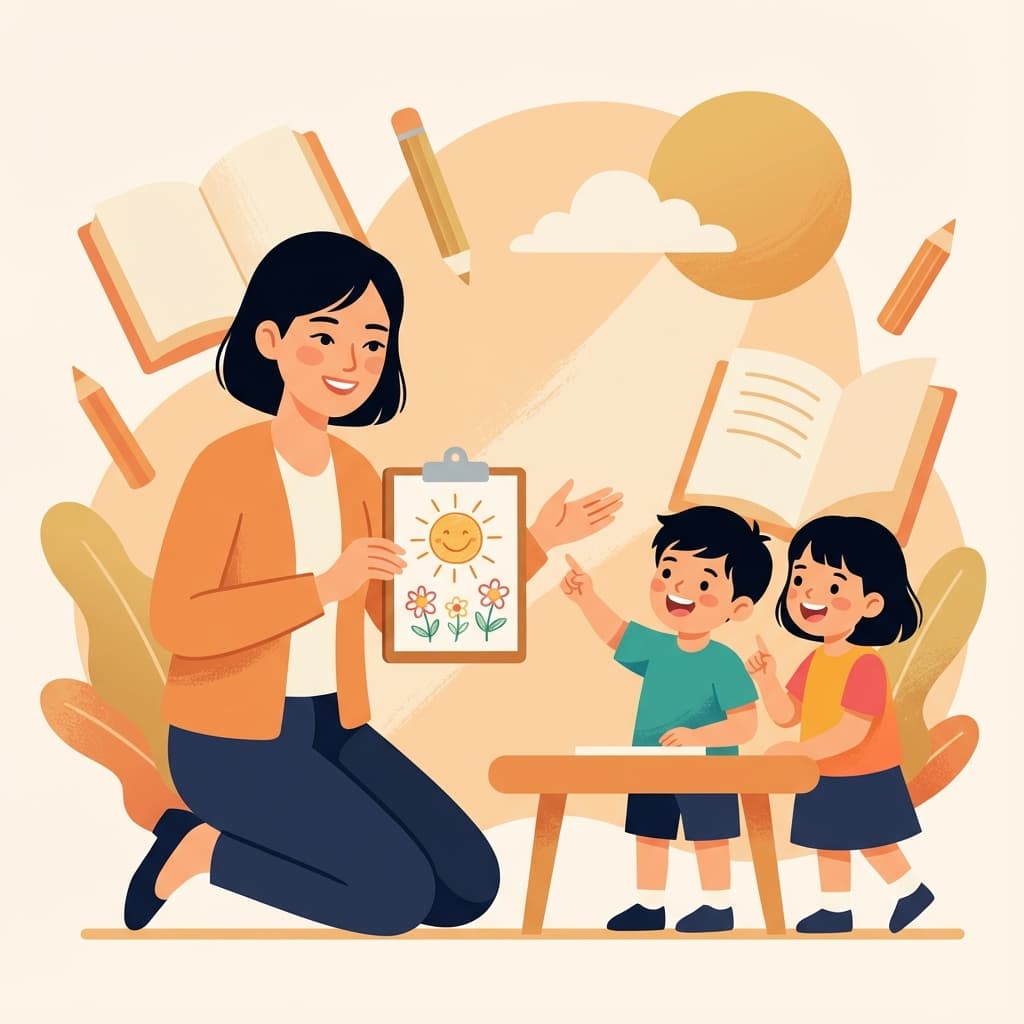 老師使用平板記錄觀察